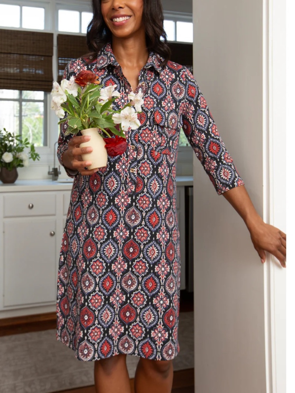 Duffield Lane Signature Stretch Cotton Jersey Coco Dress Medallion XL Classic - Picture 3 of 12